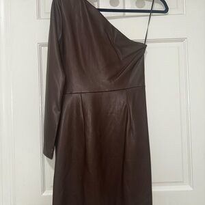 Express Elegant Brown One-Shoulder Dress